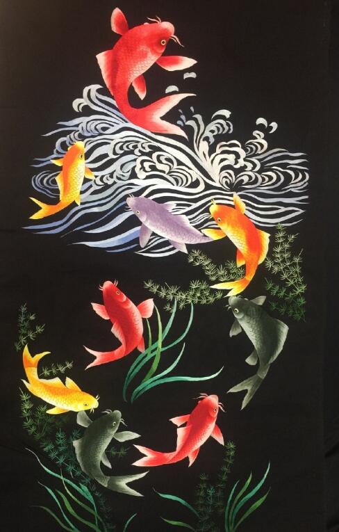 9幅手繡雙面繡片-魚(yú)